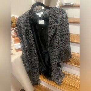 NWT XL Nine West Gray Leopard Print Women's Jacket